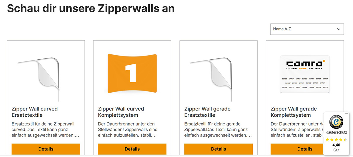 Neuer ComRo Shop Zipperwalls